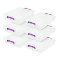 thumbnail image 1 of IRIS USA 6 Quart Large Clear Plastic Storage Bins with Lids and Secure Latches, 6 Pack, Organizing Container for Home, Work, Classroom, Paper and Craft, Stackable, Clear/Violet, 1 of 4