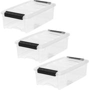 IRIS 6 Qt Plastic Storage Bins Stackable with Latching Lids, See-Through, Clear/Black