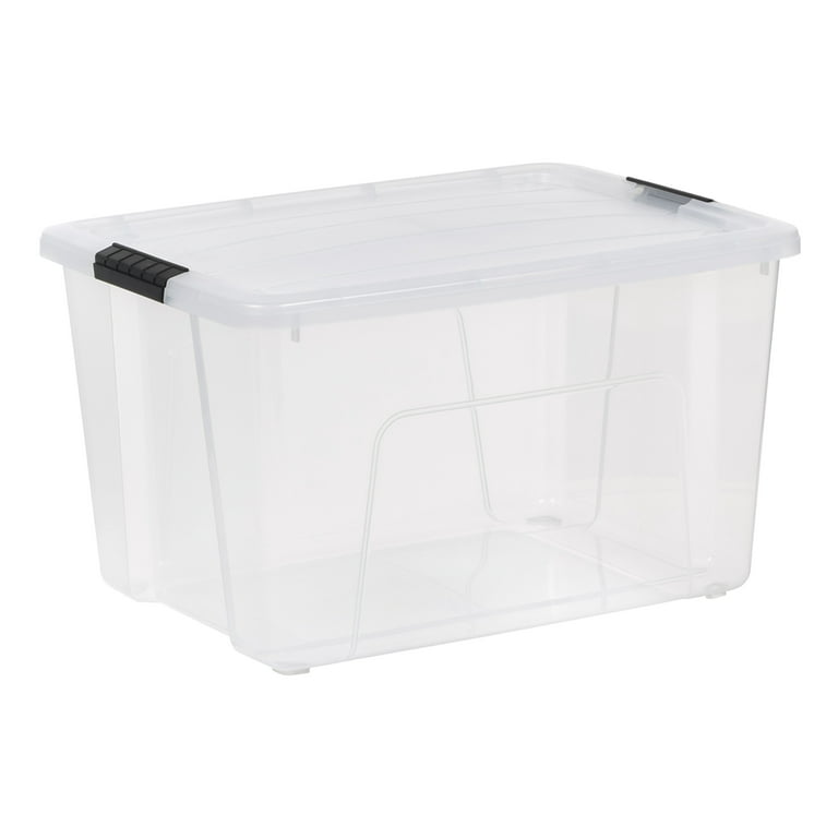 IRIS USA 13 Qt. (3 gal.) Stack & Pull™ Clear Plastic Storage Box with  Buckles, Gray 