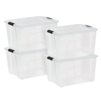 IRIS 60 Qt. Plastic Storage Bins with Lids, Stackable Storage Containers, Totes, 4 Pack