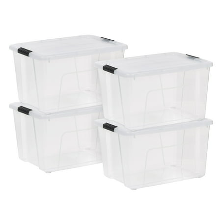 IRIS 60 Qt. Plastic Storage Bins with Lids, Stackable Storage Containers, Totes, 4 Pack