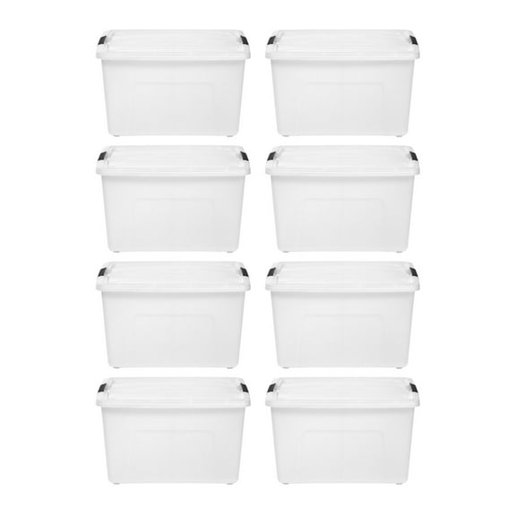 60 Quart Stack & Pull Box, 8 Pack, Natural