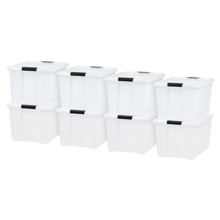 IRIS 15 Gal. Lockable Plastic Storage Tote in Clear with Sturdy Blue Lid  and Buckles (4-Pack) 500135 - The Home Depot