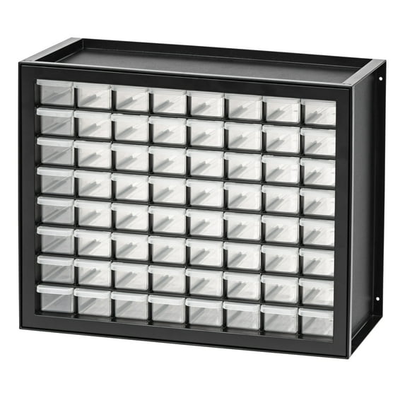 IRIS USA 64 Drawer Stackable Storage Cabinet for Hardware Parts Crafts, Black Small Brick Organizer Utility Chest