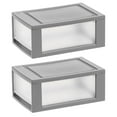 thumbnail image 1 of IRIS USA, 6QT Plastic Storage Modular Stacking Drawers, Set of 2 - Elephant Gray, 1 of 8