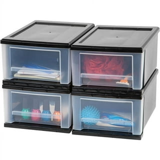 Iris USA 4-Drawer Wide Plastic Storage Drawer Chest, Black