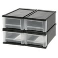 thumbnail image 1 of IRIS USA 7 Qt. Small Plastic Stacking Drawer, Stackable Storage Organizer Unit with Sliding Drawer for Bedroom Kitchen Under Sink Pantry Craft Room Dorm Office, Black, 4-Pack, 1 of 6