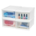 thumbnail image 1 of IRIS USA 7 Qt. Small Plastic Stacking Drawer, Stackable Storage Organizer Unit with Sliding Drawer for Bedroom Kitchen Under Sink Pantry Craft Room Dorm Office, White, 4-Pack, 1 of 6