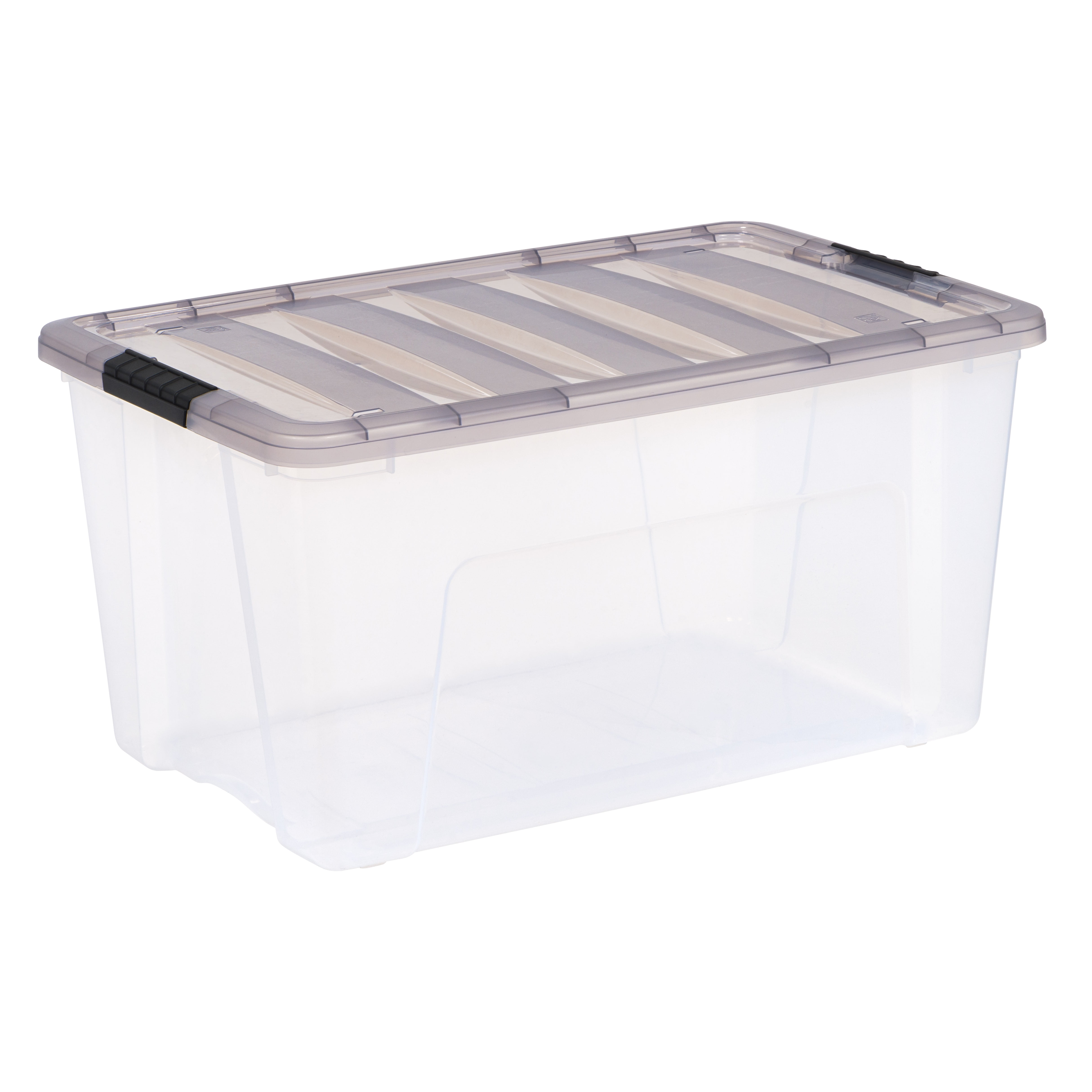 Storage Box Plastic Container Bins W/ Lids Lockable 20 Qt Clear View Set of  6 US