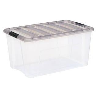 IRIS USA 6Pack 5.4qt Stackable Storage Bin with Secure Buckle-up Lid,  Clear/Violet