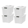 thumbnail image 1 of IRIS USA 72 Qt Stackable Plastic Storage Bins with Lids, 4 Pack - BPA-Free, Made in USA - Discreet Organizing Solution, Latches, Durable Nestable Containers, Secure Pull Handle - Pearl, 1 of 10