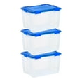thumbnail image 1 of IRIS USA, 74 Quart WeatherPro Plastic Latching Storage Containers, Blue, 3 count, 1 of 13