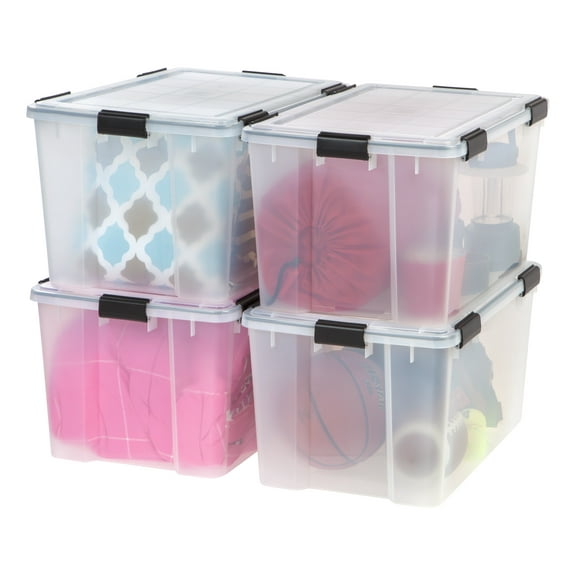 IRIS 74 Qt Airtight Plastic Storage Bin with Lid and Seal and Secure Latching Buckles, 4Pk