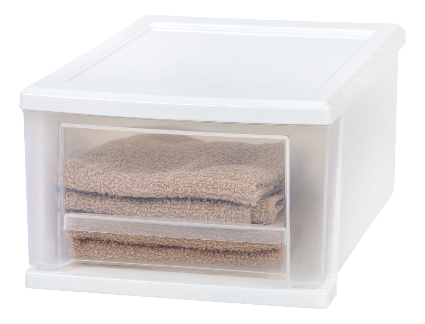 Modular White Stackable Plastic Drawer Cabinet with Safety Stop