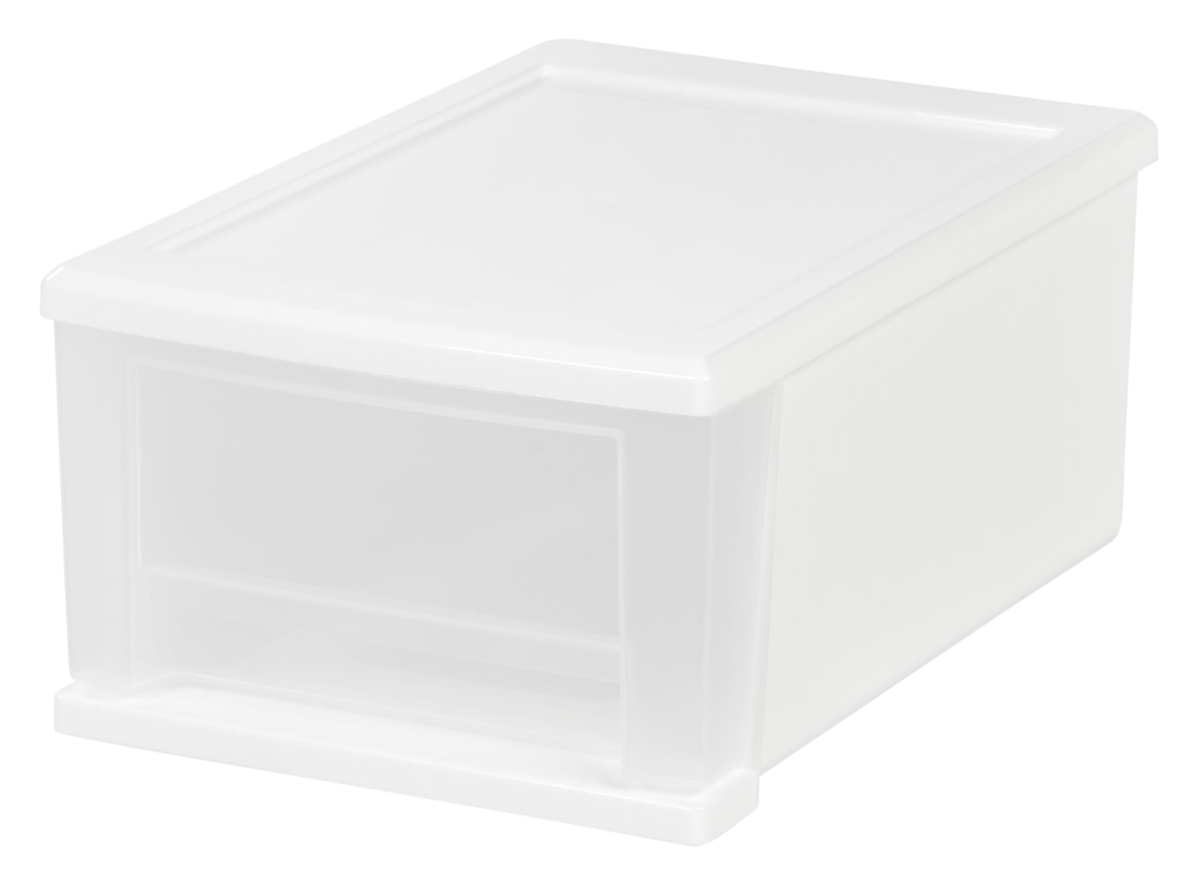 Modular White Stackable Plastic Drawer Cabinet with Safety Stop