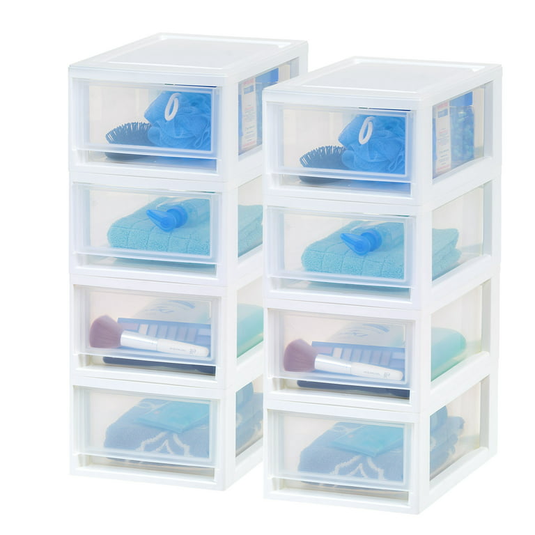 IRIS USA 8 Pack 6qt Stackable Plastic Storage Drawers, White