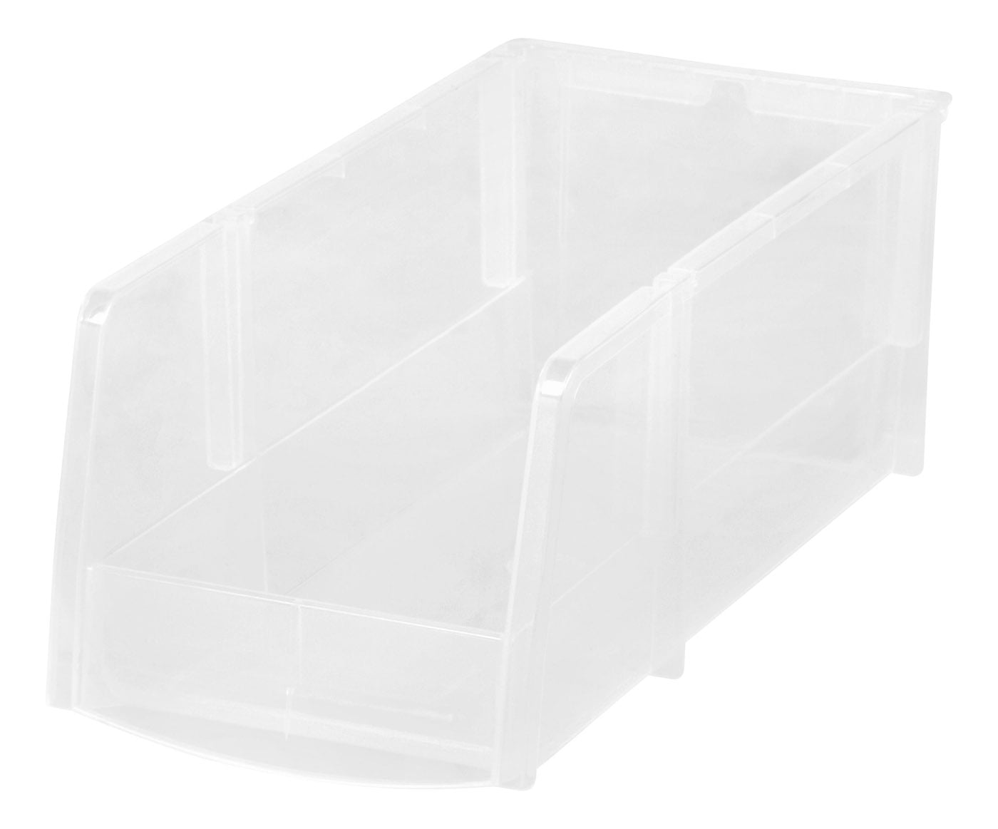 Clear Stackable Plastic Open Front Storage Bins, Large - 8 Pack