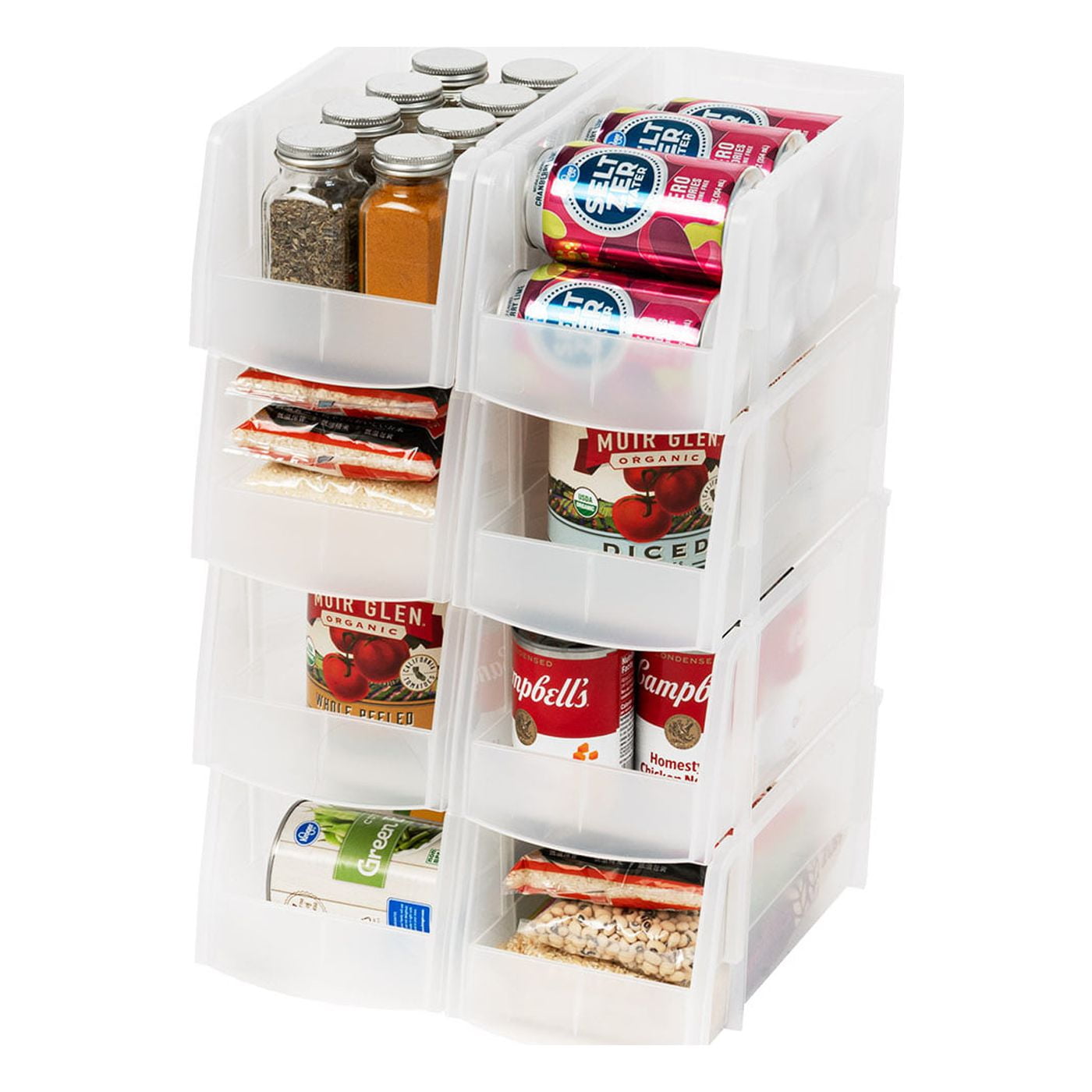  8 Pack Food Storage Organizer Bins, Clear Pantry