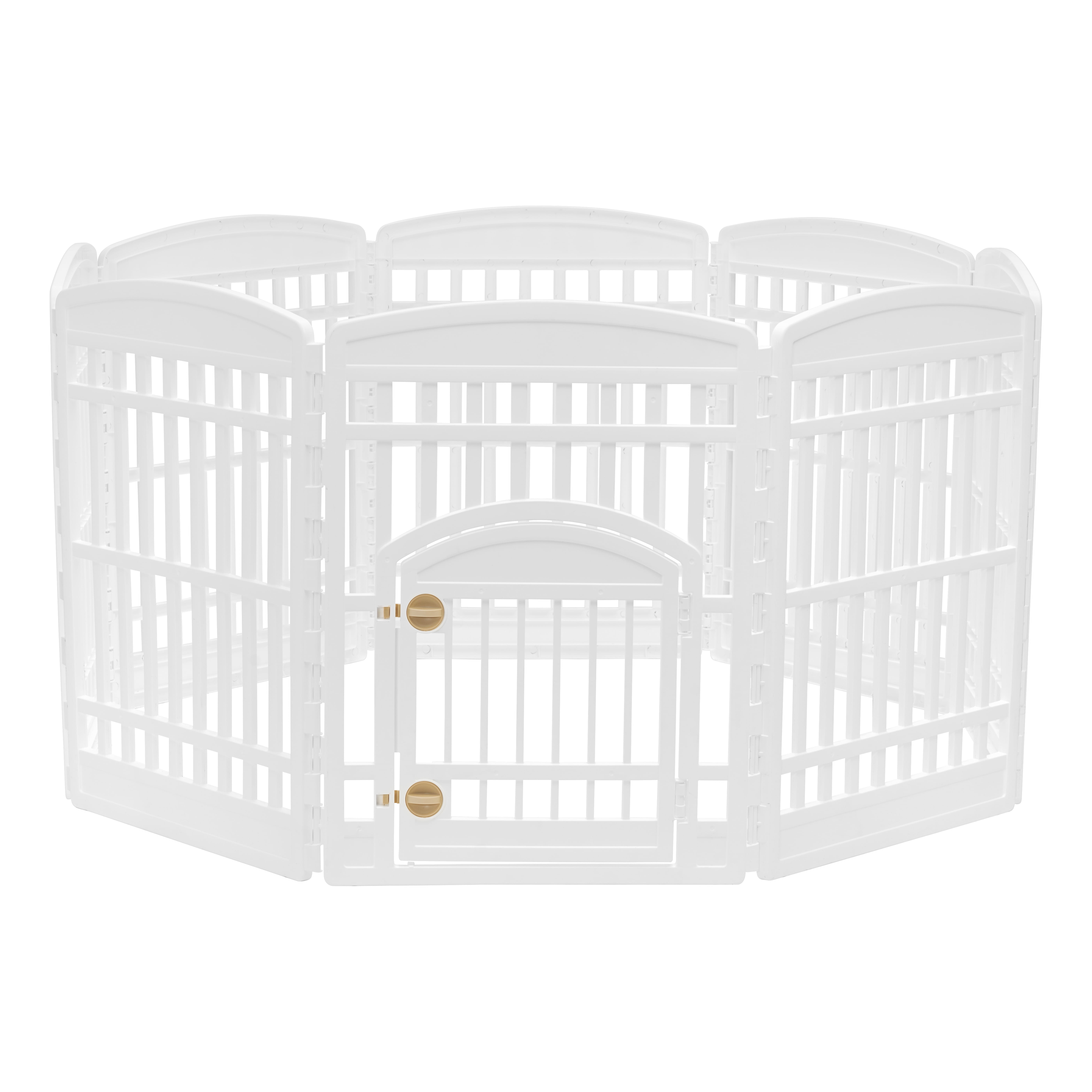 White 34"H 8-Panel Plastic Pet Playpen with Door