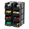 thumbnail image 1 of IRIS USA 8Pack Large Stackable Open Front Storage Organizer Basket Bin for Pantry, Black, 1 of 7