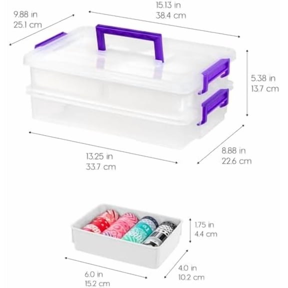 IRIS USA 9 Qt. Plastic Craft Storage Container Bins with Lids, 1 Pack, Small Art & Office Supply Organizer Tote, Sensory Bins & Boxes for Home & University, Latchable, Stackable, Portable, Clear