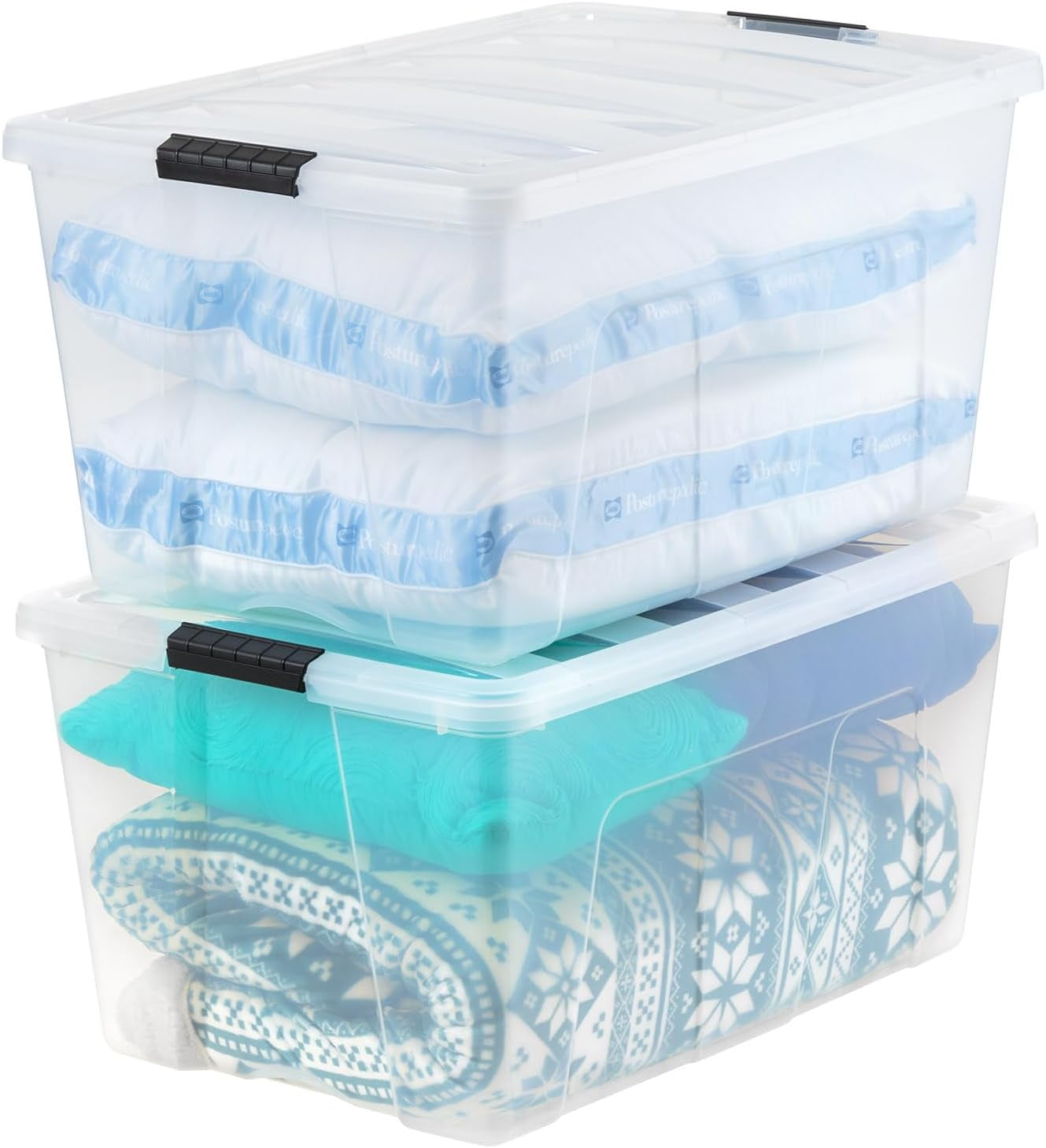 Clear Stackable Plastic Storage Bins with Lids, 2 Pack