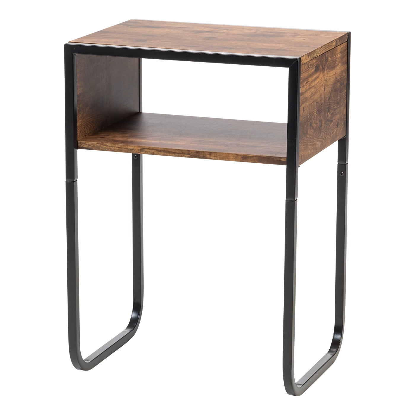 Versatile A-Shape Wood and Metal Cantilever Side Table, Brown