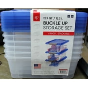 IRIS USA Adult Plastic 12.9 Quart Buckle Up Storage Bin, 6 Count