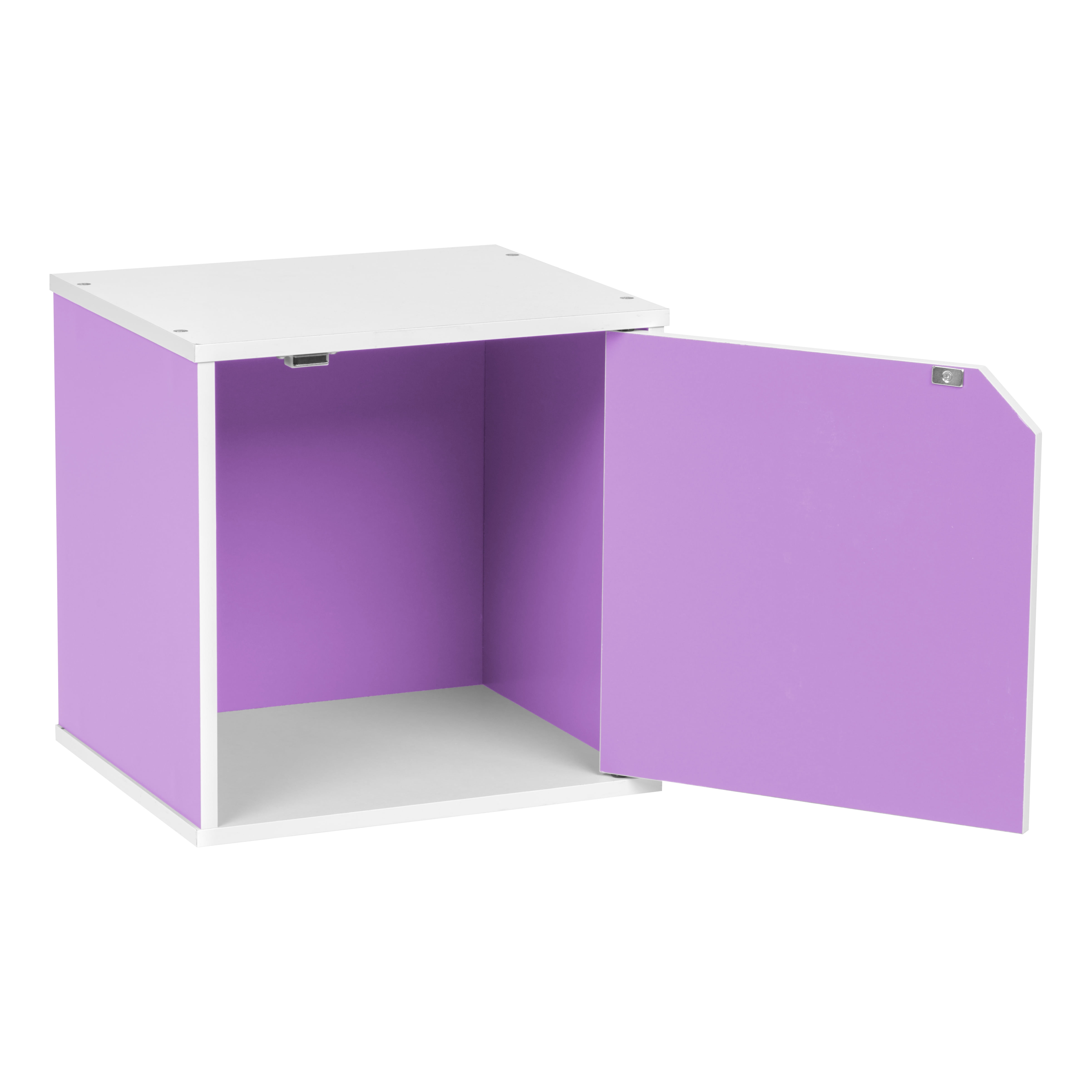 IRIS USA, BAKU Modular Wood Cube Box with Door, Purple
