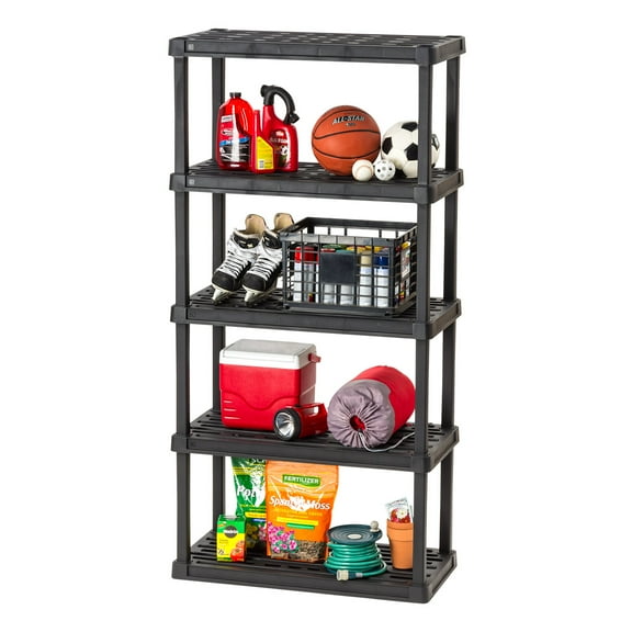 IRIS USA 5-Tier Shelving Unit, 73" Fixed Height, Large Storage Organizer Shelf for Home, Garage, Basement, Shed and Laundry Room, 36"L x 18"W x 73"H, Made with Recycled Materials, Black