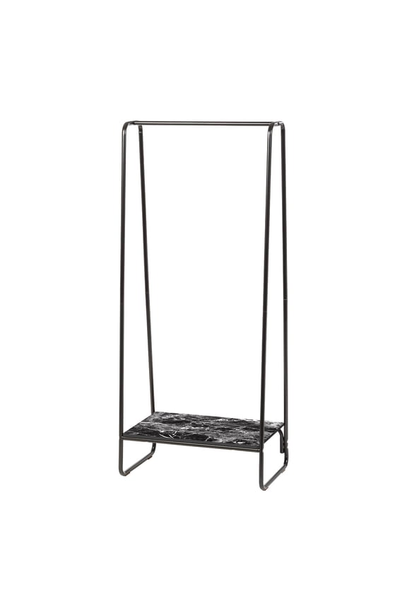 IRIS Clothes Rack for Hanging Clothes with 2 Shelves, Freestanding Clothing Rack, Easy to Assemble Garment Rack