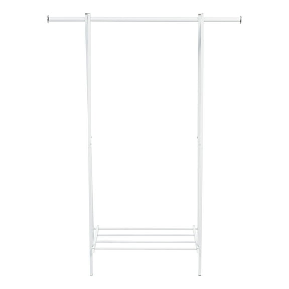 IRIS Clothes Rack for Hanging Clothes with Shelf, Freestanding Clothing Rack, Easy to Assemble Garment Rack, Metal