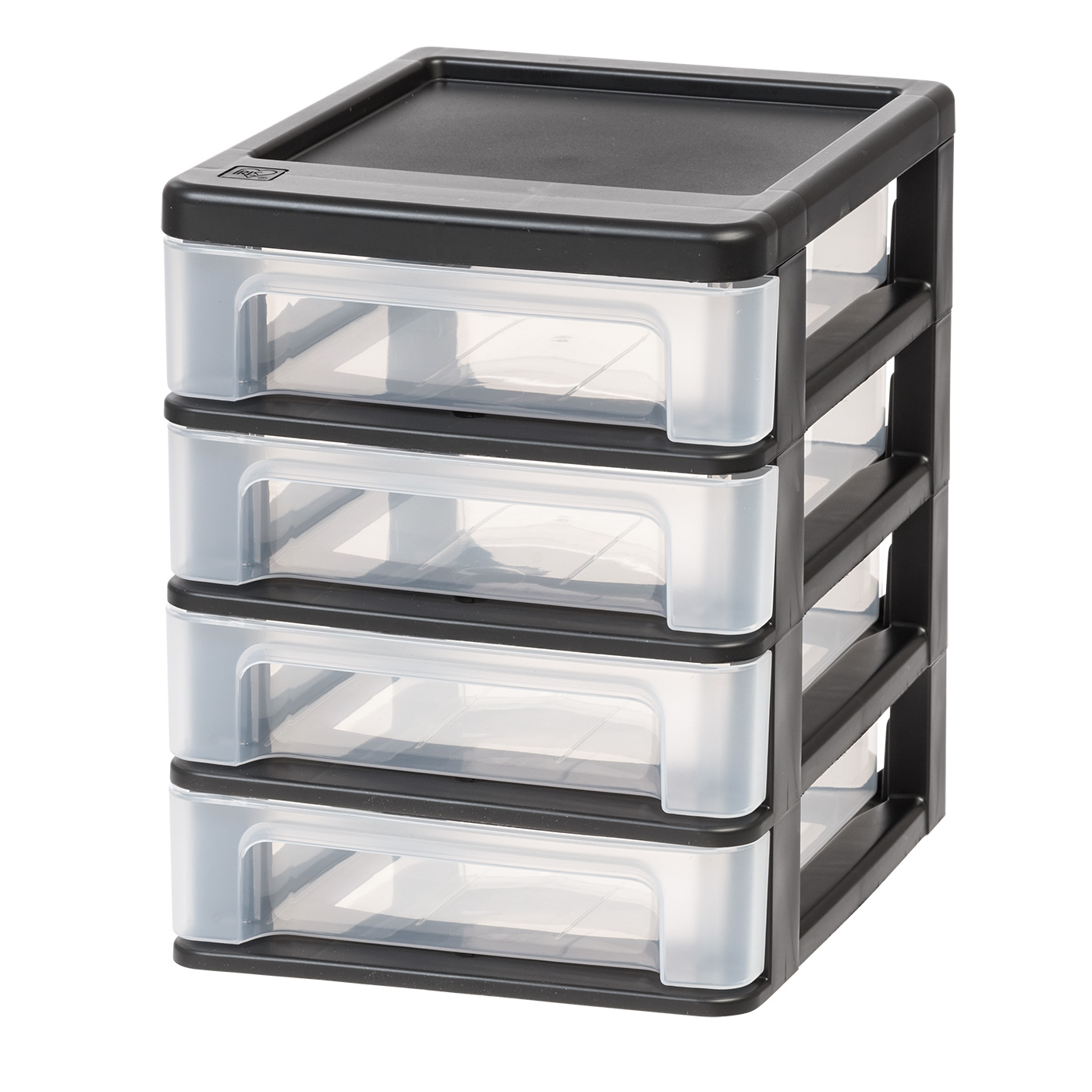 IRIS USA Compact Plastic Desktop Organizer Unit with 4 Drawers, Black ...