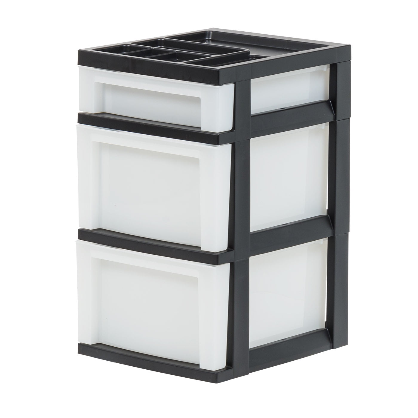 Black and Pearl 3-Drawer Plastic Storage Organizer