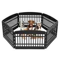 IRIS USA Dog Playpen, 6-Panel 24" Pet Playpen, Puppy Playpen, Indoor/Outdoor Dog Pen, 60 x 60 x 24, Foldable, Customizable, Black