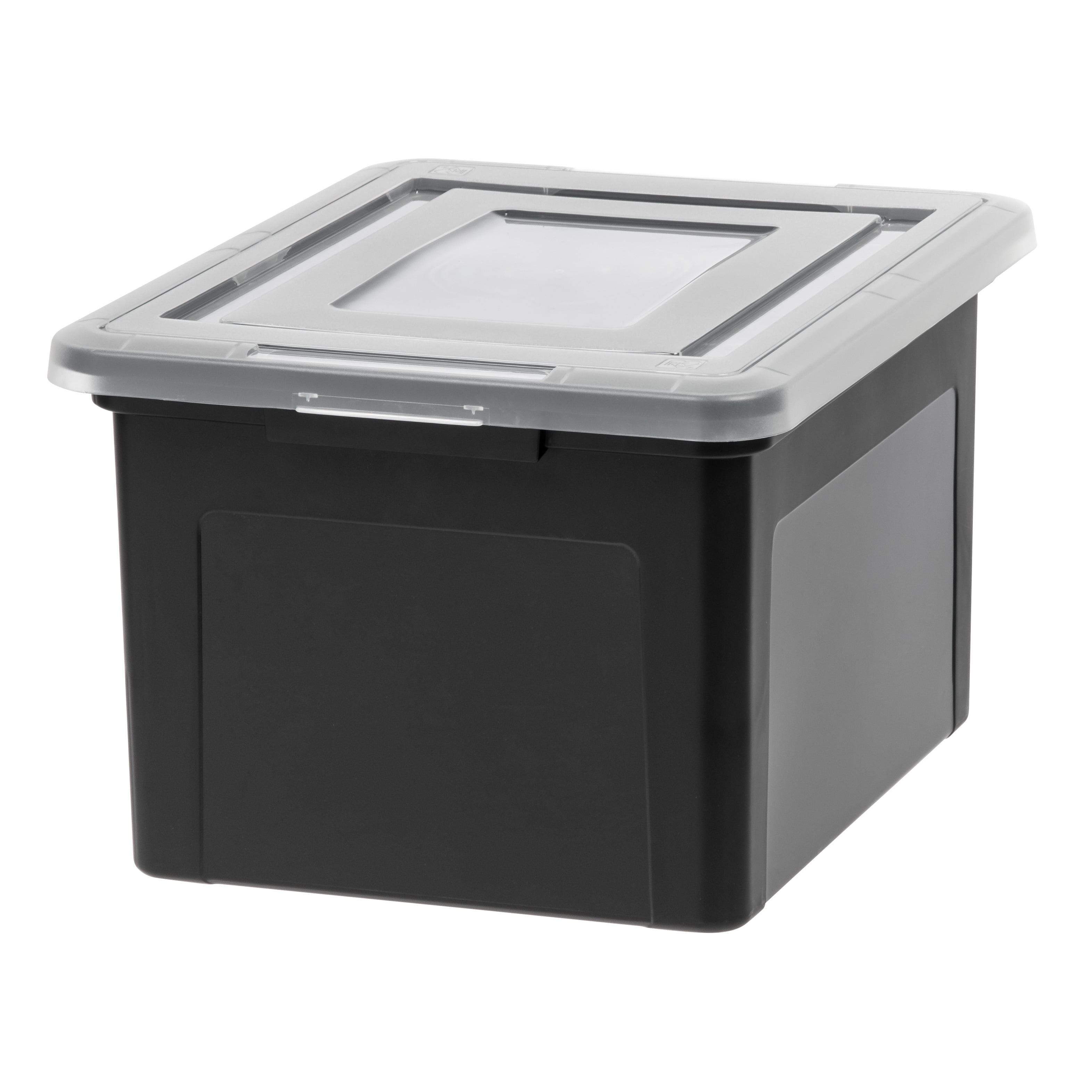 IRIS USA Dual Purpose Letter and Legal Size File Box, Black/Clear