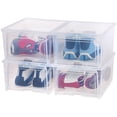 thumbnail image 1 of IRIS USA, Easy Access Men's Plastic Shoe Storage Box, Clear, 4 Pack, 1 of 7