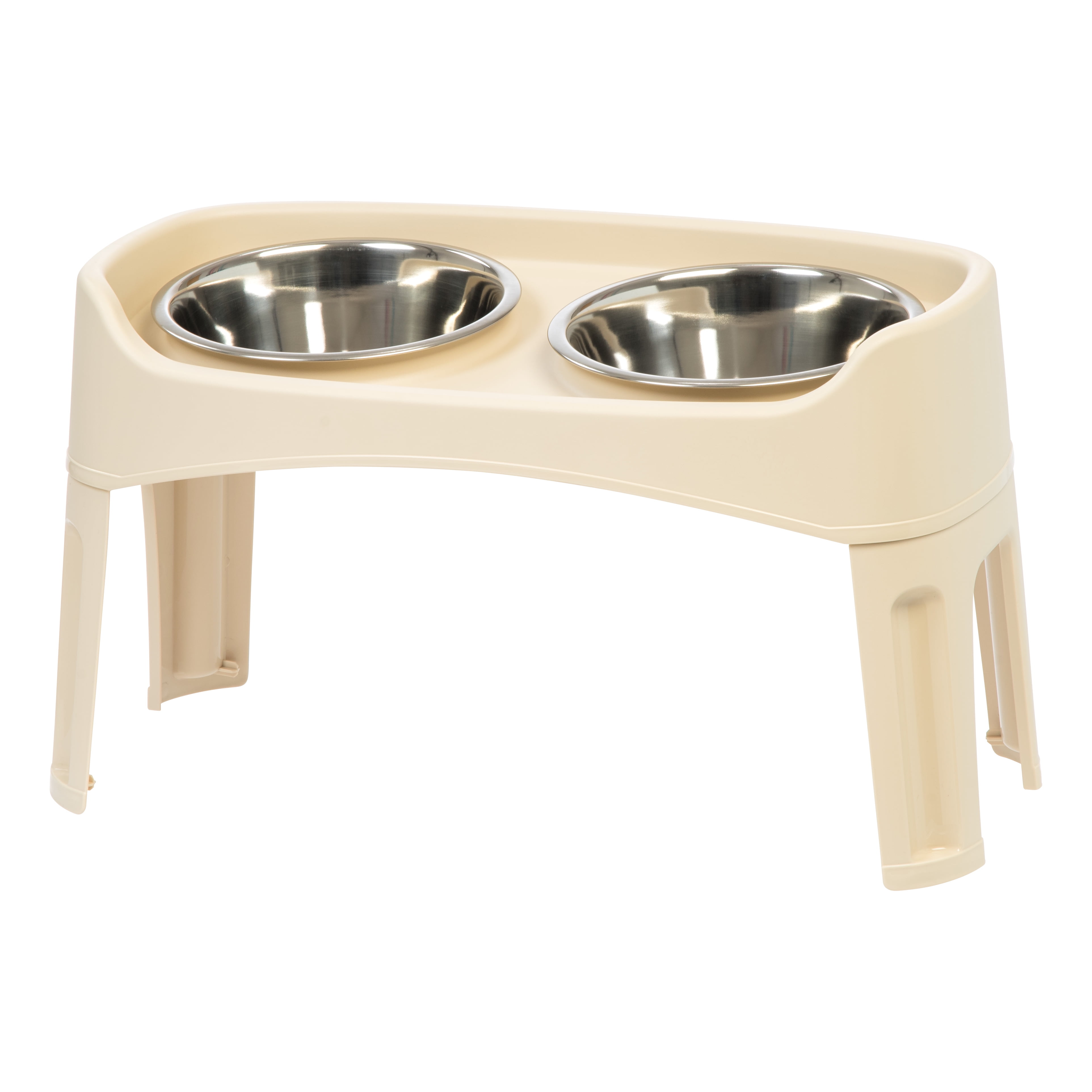 IRIS Elevated Dog Bowls, Adjustable Height, 2 Thick 64 oz Stainless Steel Bowls, Spill-Proof with Raised Outer Rim