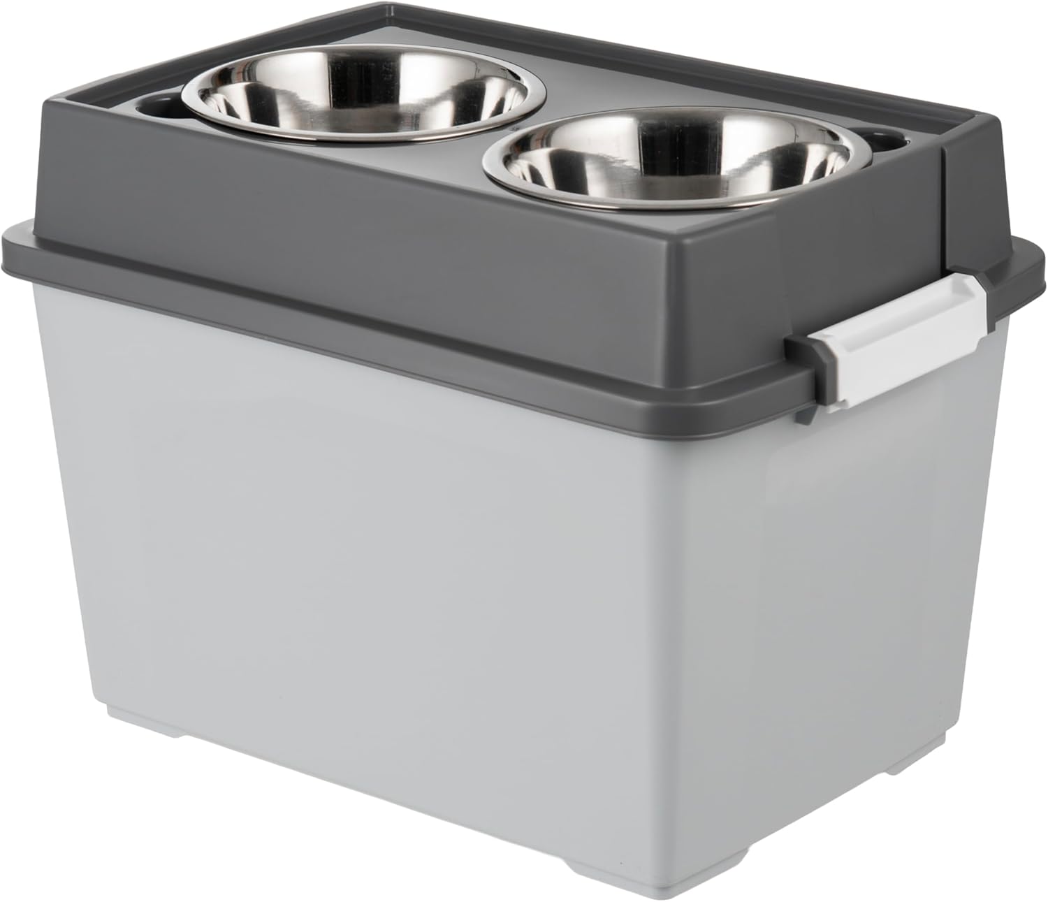 IRIS Elevated Dog Bowls, Airtight Pet Food Storage 47lbs, Dark Gray