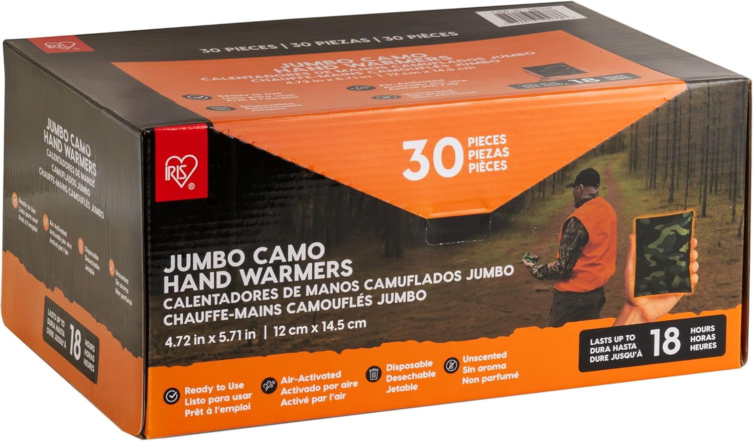 IRIS Extra Large Hand Warmers 18-Hour Heat Packs, Camo, 30Pk