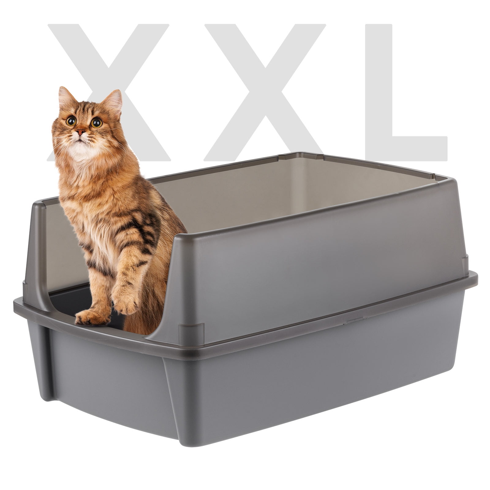 IRIS USA Extra Large Open Top Cat Litter Box with Scatter Shield ...