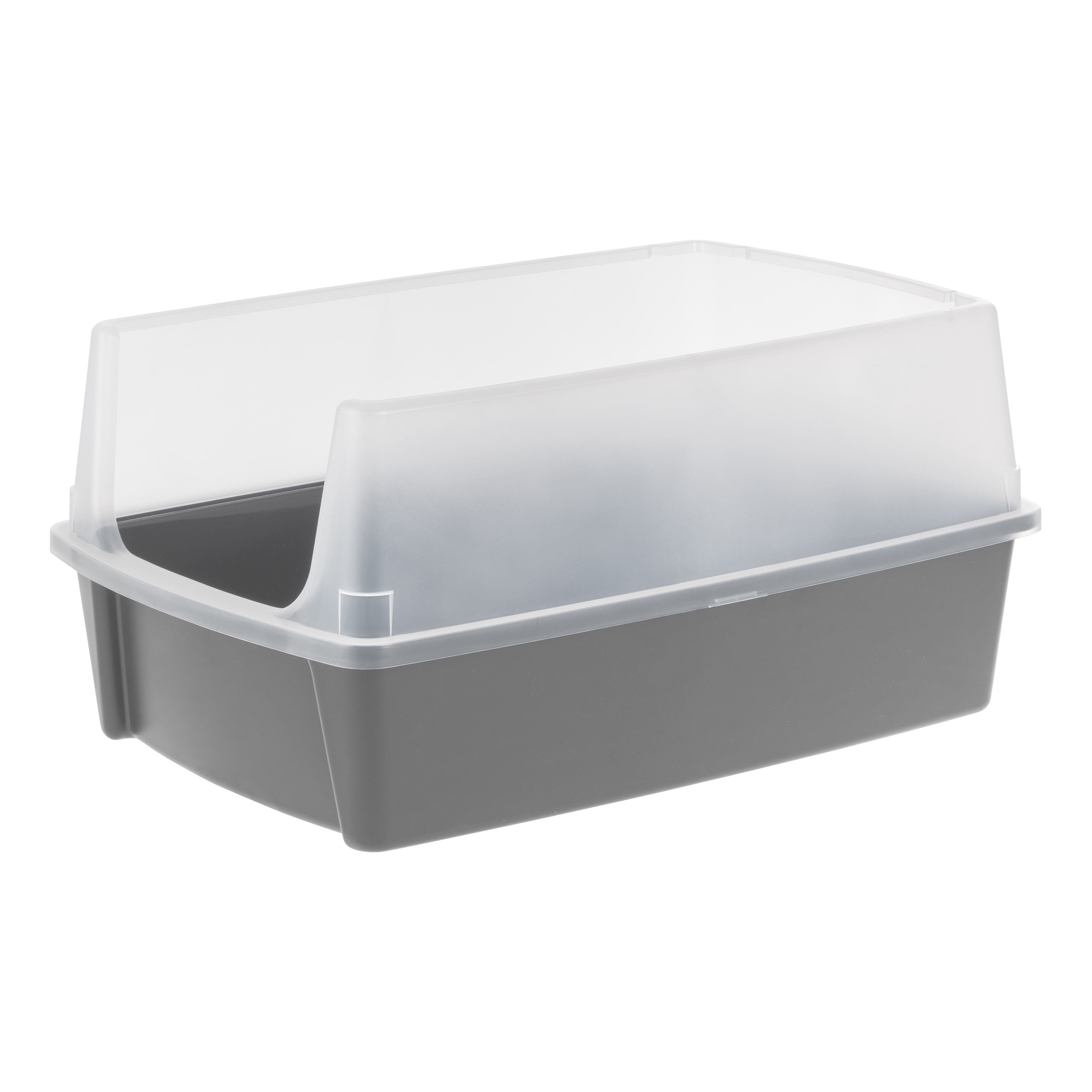IRIS, XXL Open-Top Cat Litter Box with High Sides, Easy to Clean for Big Cats, Gray