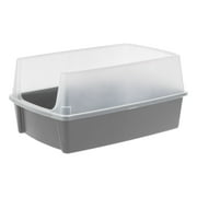 IRIS, XXL Open-Top Cat Litter Box with High Sides, Easy to Clean for Big Cats, Gray