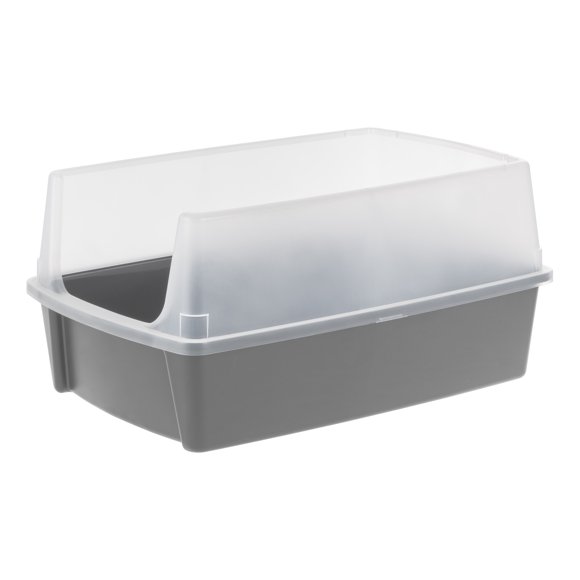 IRIS, XXL Open-Top Cat Litter Box with High Sides, Easy to Clean for Big Cats, Gray