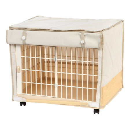 IRIS USA Extra Small Rolling Pet Crate with Cover and Wheels, White