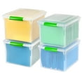 thumbnail image 1 of IRIS USA File Box File Organizer Plastic File Box for Letter/Legal File, BPA-Free Plastic Storage Bin Tote Organizer w/ Secure Latching Lid and Easy-Slide Pad, Clear 35 Qt. 4Pack, 1 of 7