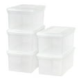 thumbnail image 1 of IRIS USA File Box File Organizer Plastic File Box w/ Hinged Latching Lid for Letter/Legal File, BPA-Free Plastic Storage Bin Tote Organizer, Stackable and Nestable, Clear 44 Qt. 5Pack, 1 of 6