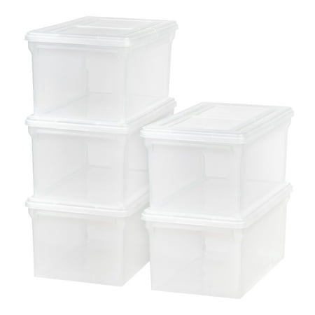 IRIS File Box File Organizer Plastic File Box w/ Hinged Latching Lid for Letter/Le Gal File