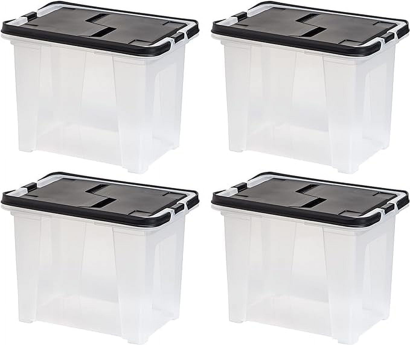 IRIS USA, Portable File Box with Handle, Black Lid, Clear IRIS USA, Portable File Box with Handle, Black Lid, Clear