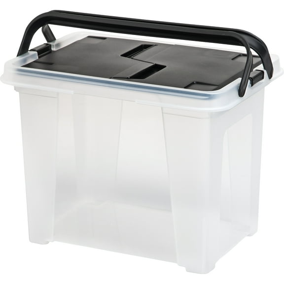 IRIS USA File Box File Organizer Plastic File Box w/ Winglid for Letter/Legal File, BPA-Free Plastic Storage Bin Tote Organizer with Handles, Stackable and Nestable, Clear 18 Qt. 4Pack